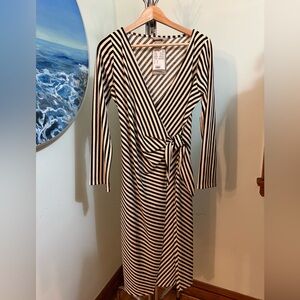*New* H & M Striped Black and Cream Wrap Dress